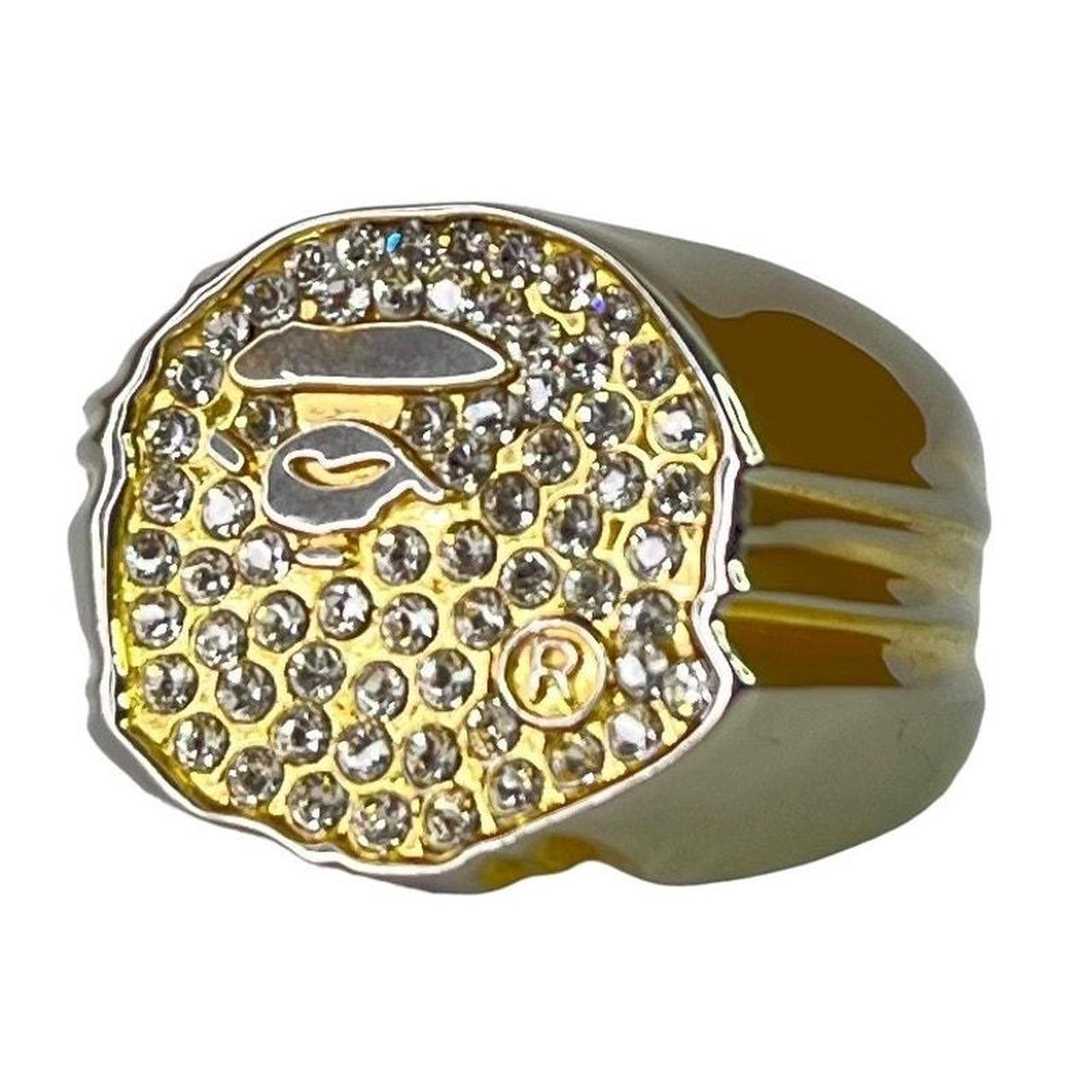 A BATHING APE - HUMAN MADE i Ring 新品未使用 ゴールド Bape Gold Plated Crystal Ape Head Ring In excellent | Depop