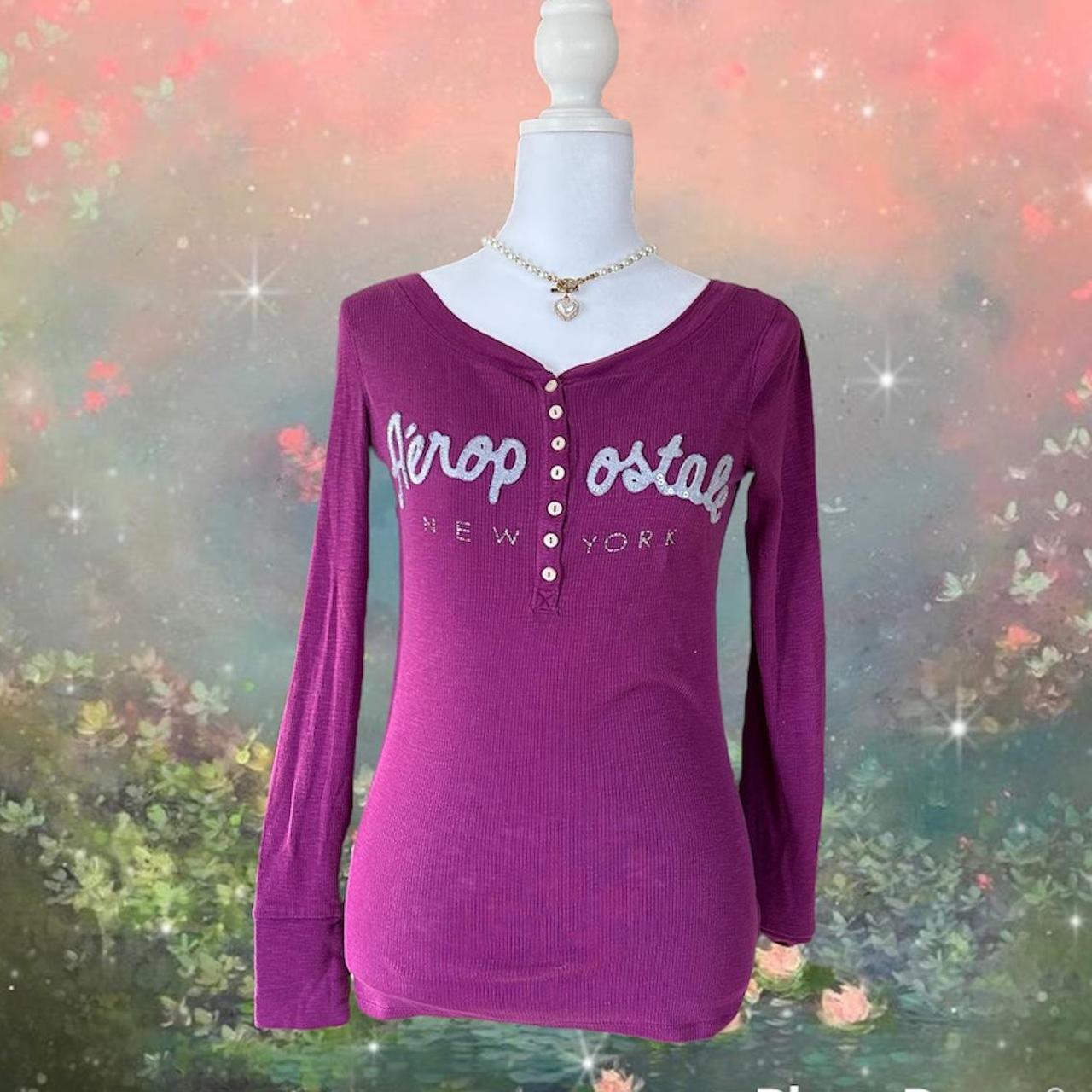 Aeropostale Women's Pink and Purple Shirt | Depop