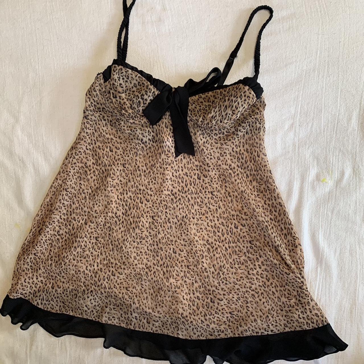 super cute lingerie cheetah print top!! ♡size:... - Depop