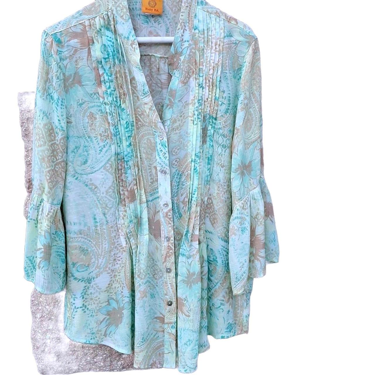 Ruby Rd. Women's Top - Green/Cream - M – Ruby Rd.… - image 1