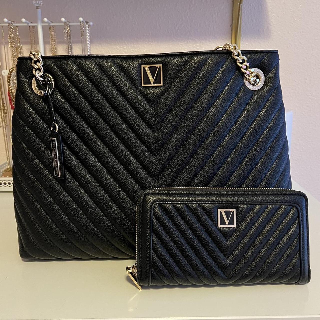 Victoria secret black tote bag & matching wallet - Depop