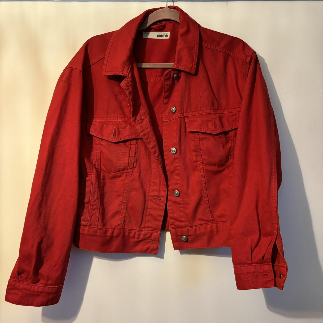 Topshop red hot sale denim jacket