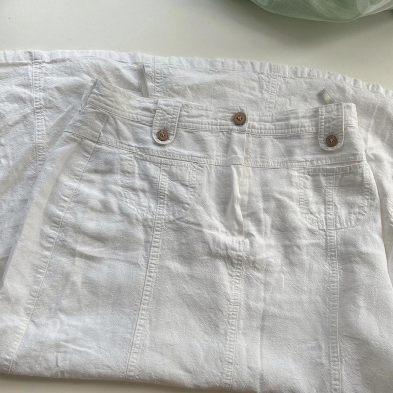 white linen maxi skirt 🕊️ Wooden button detailing,... - Depop