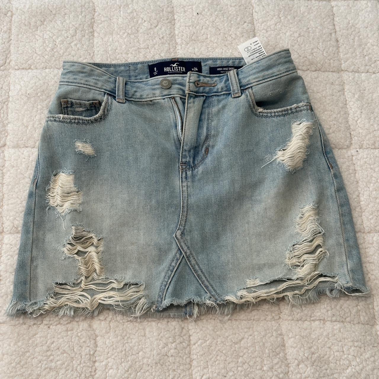 Hollister mini denim ripped skirt excellent. Depop