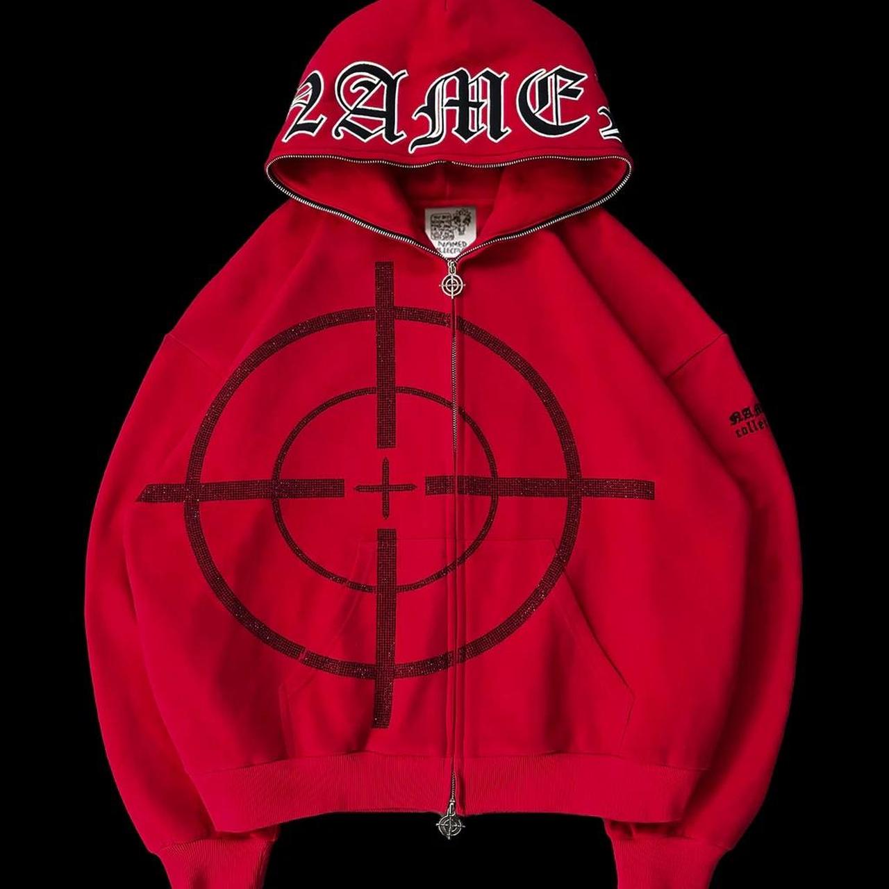 named collective mission zip hoodie in red, size... - Depop