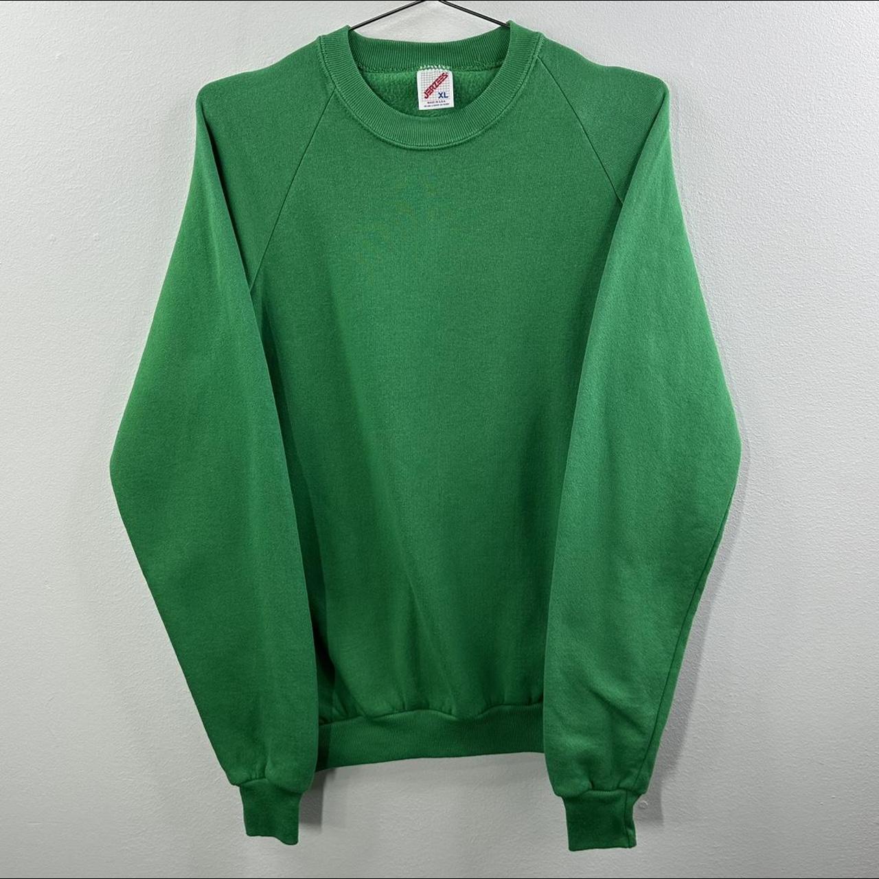 Vintage 90s Jerzees Green Crewneck Sweatshirt Made... Depop