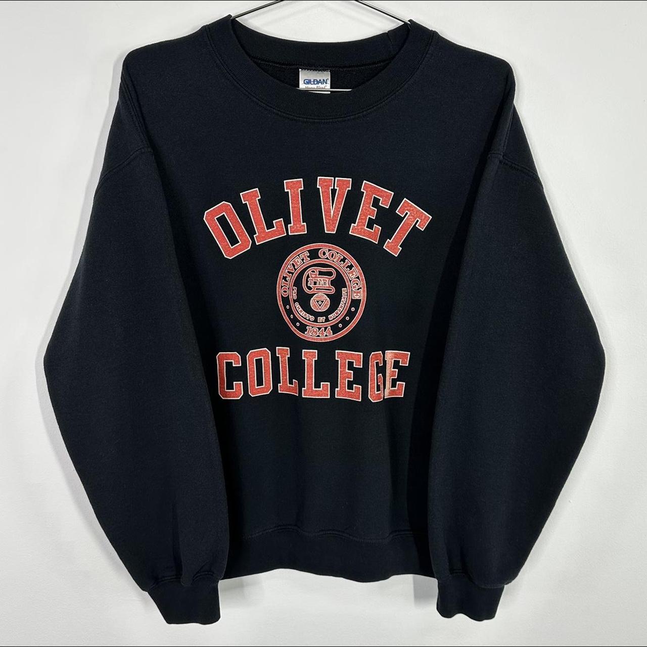 Vintage 90s Olivet College Graphic Black Crewneck... - Depop