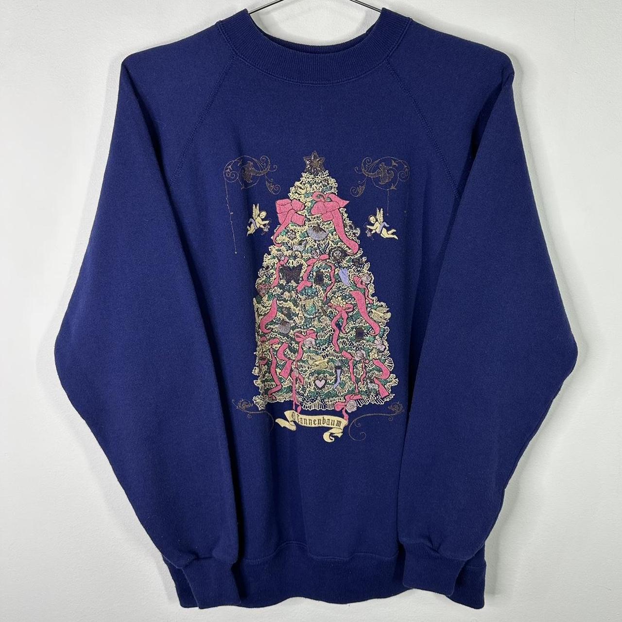 Vintage 90s Christmas O Tannenbaum Graphic Navy