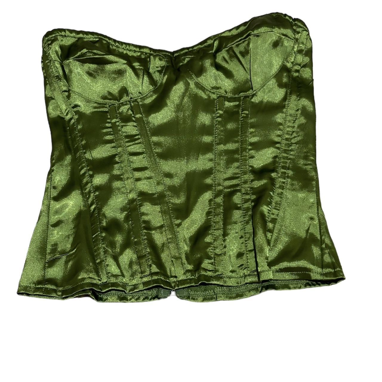 PLT Olive Satin Corset Only worn to try on Size:... - Depop
