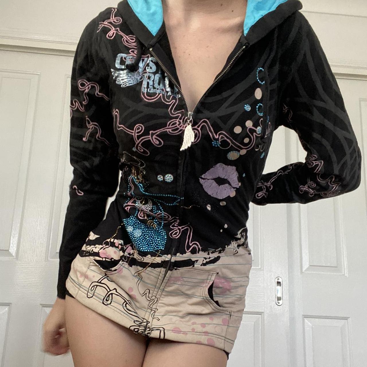 Ed Hardy Christian Audigie パーカー ストーン Christian Audigier Rhinestone Zip Up Hoodie • | Depop