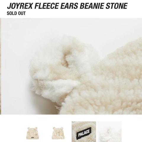 Palace Joyrex Fleece Ears Beanie Stone /... - Depop