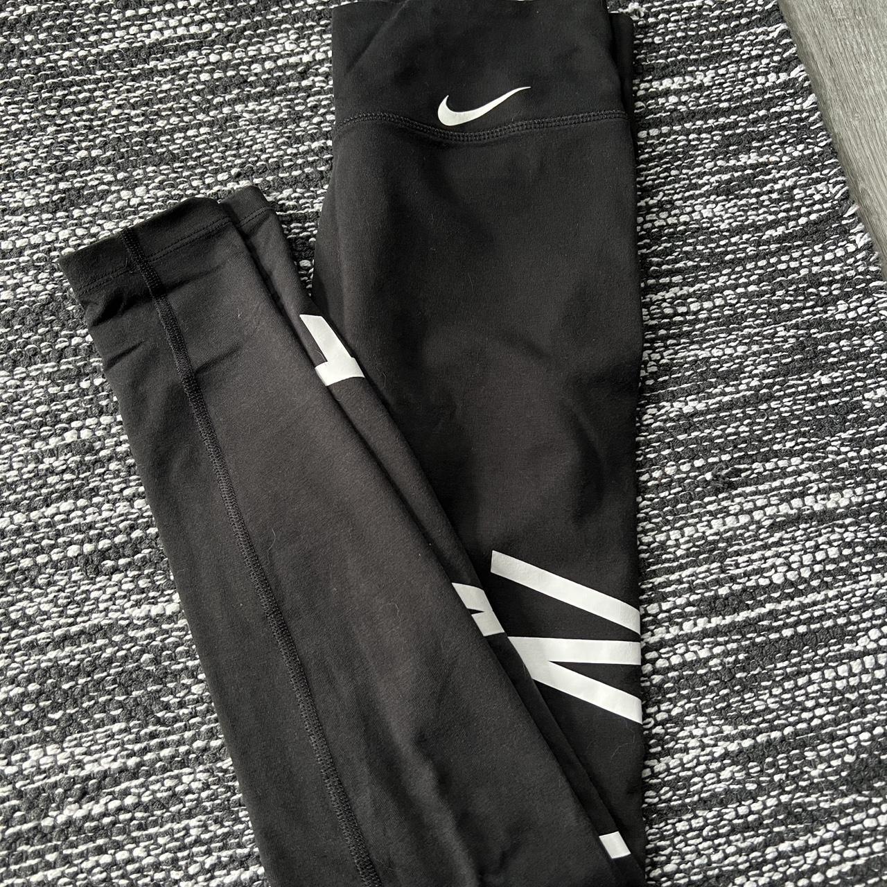 Nike black and white dri fit leggings tights for gym - Depop