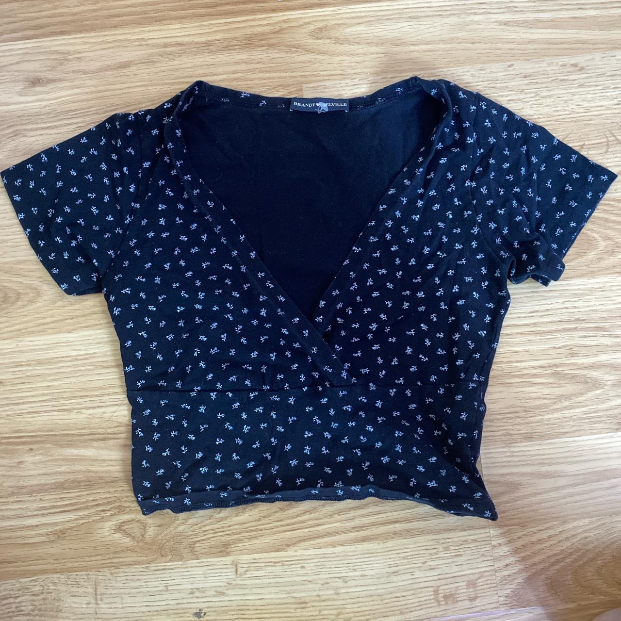 brandy melville amara top navy blue, floral super... Depop
