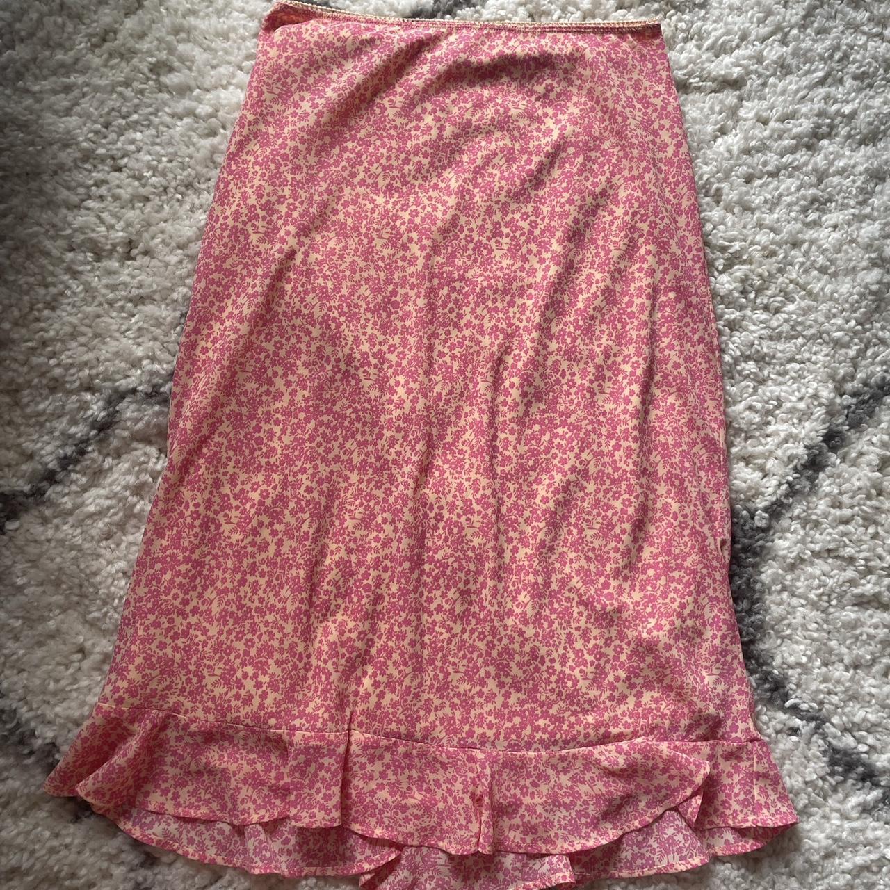 Wild Fable Women's Pink and Orange Skirt | Depop