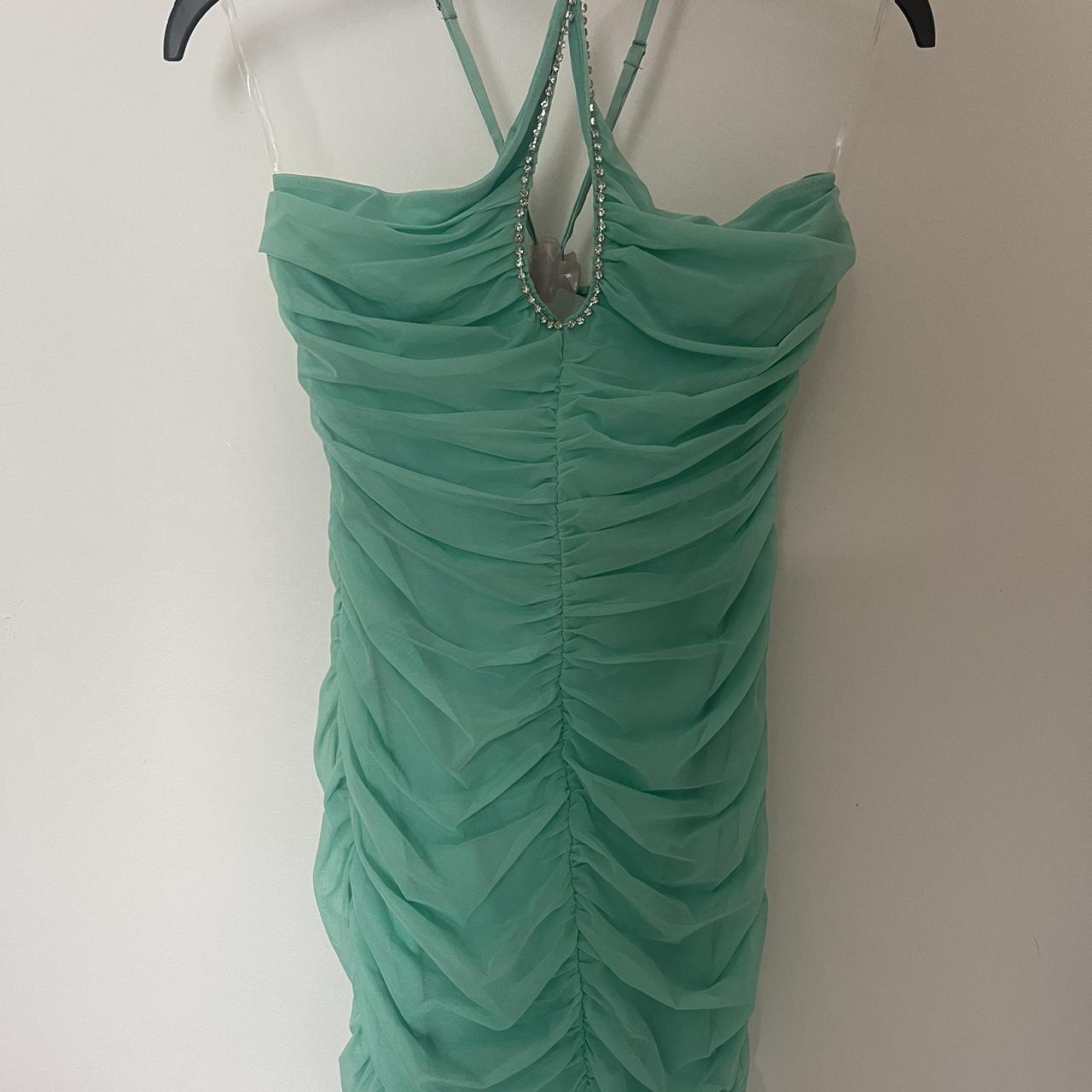 Mint green dress, with gem on the cross straps Oh... - Depop
