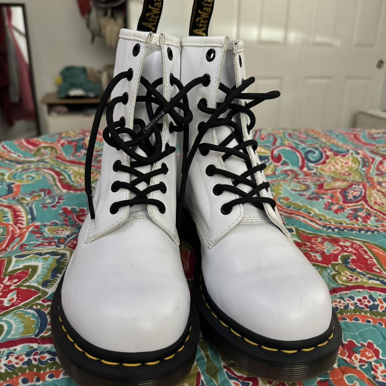 Dr. Martens white air walk boots never worn in. Depop