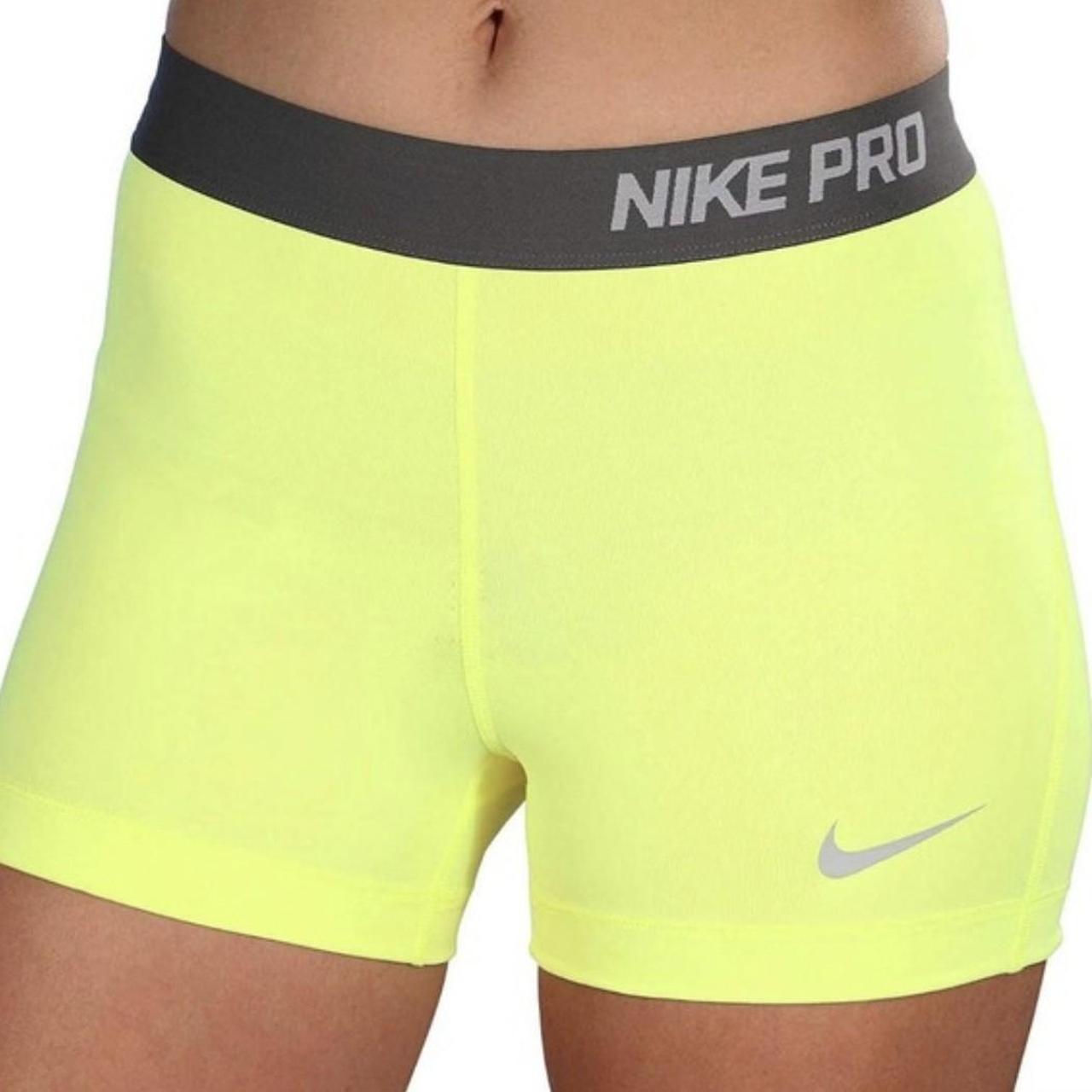 Neon yellow nike pro shorts best sale