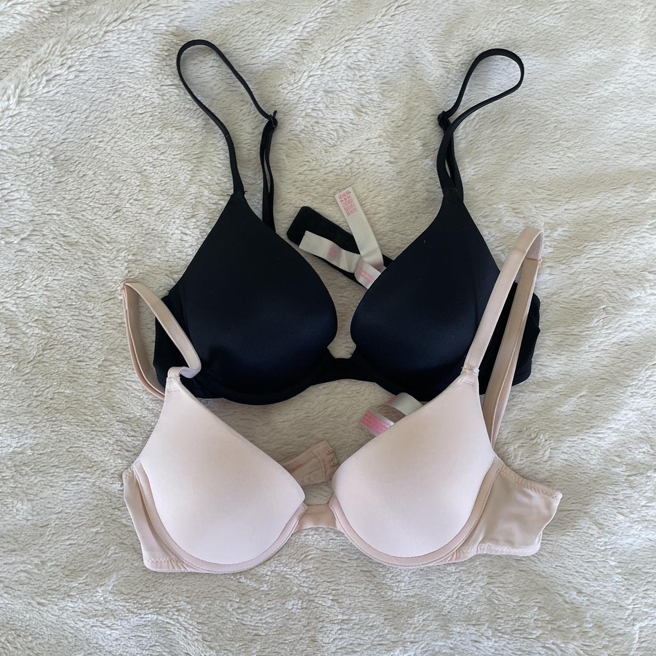 Victoria's Secret Pink black and nude bras (32A) $18 - Depop