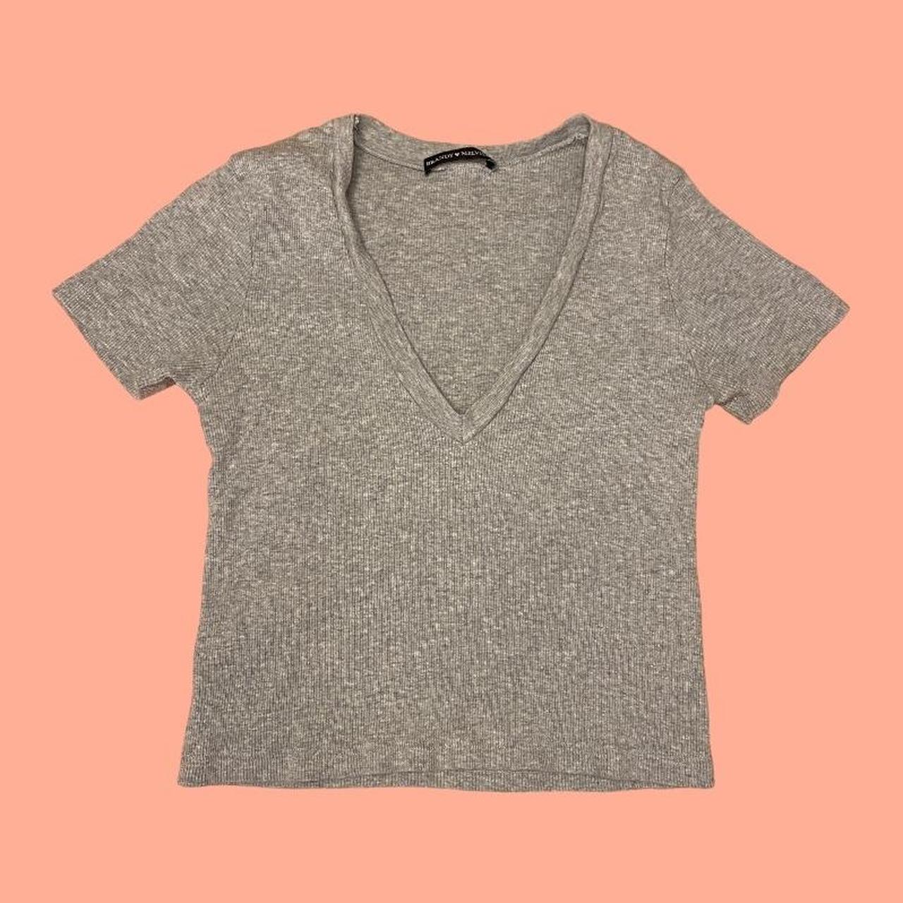 Brandy Melville grey v neck tee, fits size XS-S