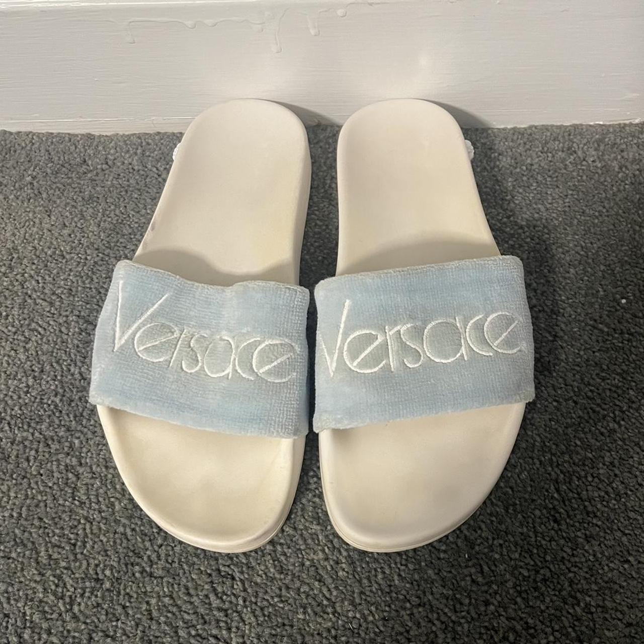 Silver hot sale versace slides