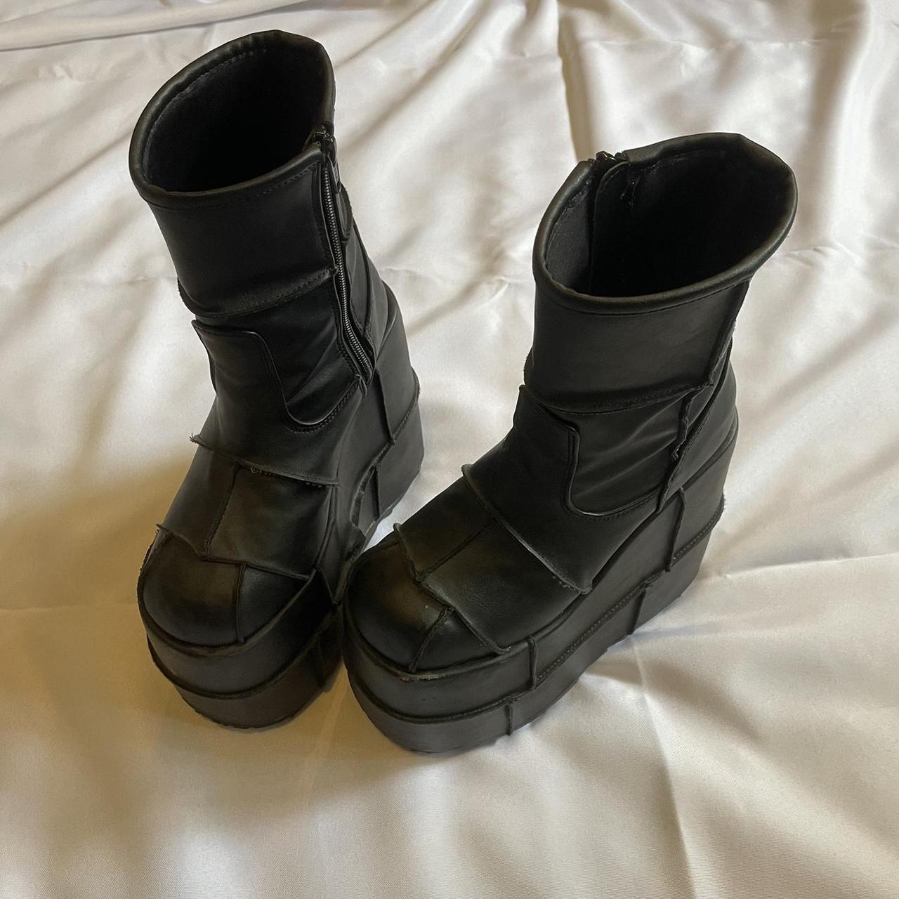 High Heel Botas Demonia Stack-201 Negras Para Mujer Demonia