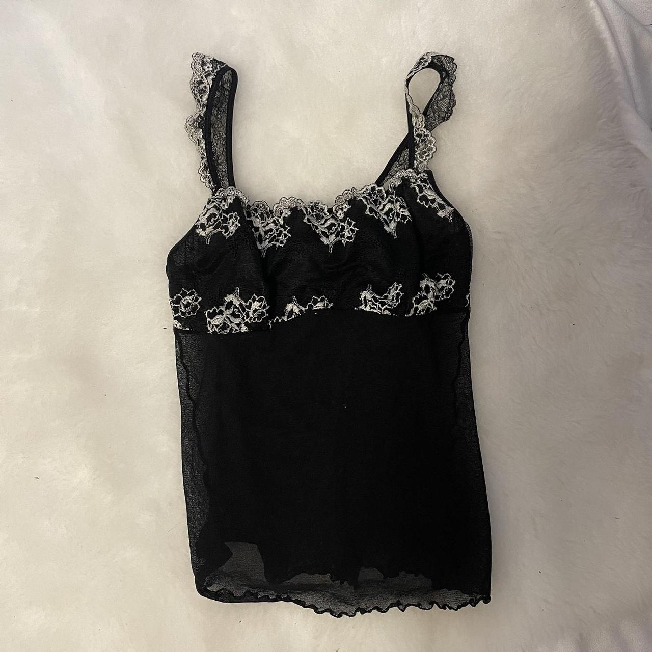 black & white sheer lace cami top !! , has an extra