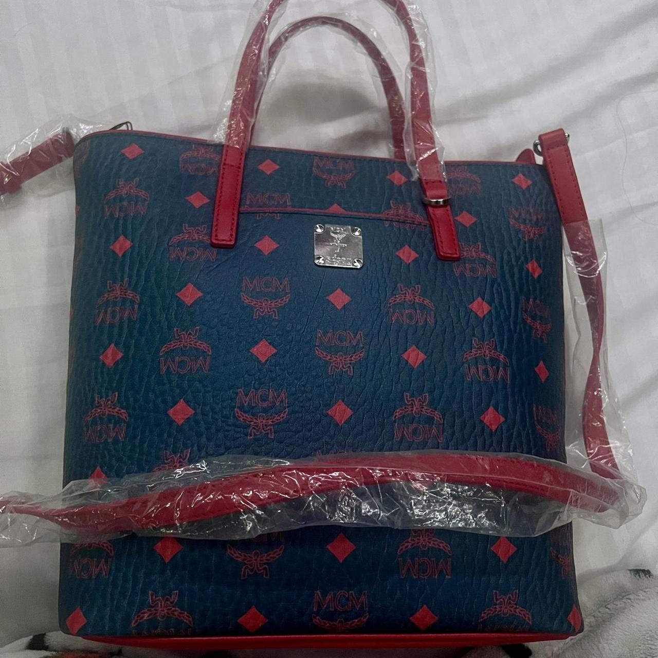 Blue and discount red mcm bag