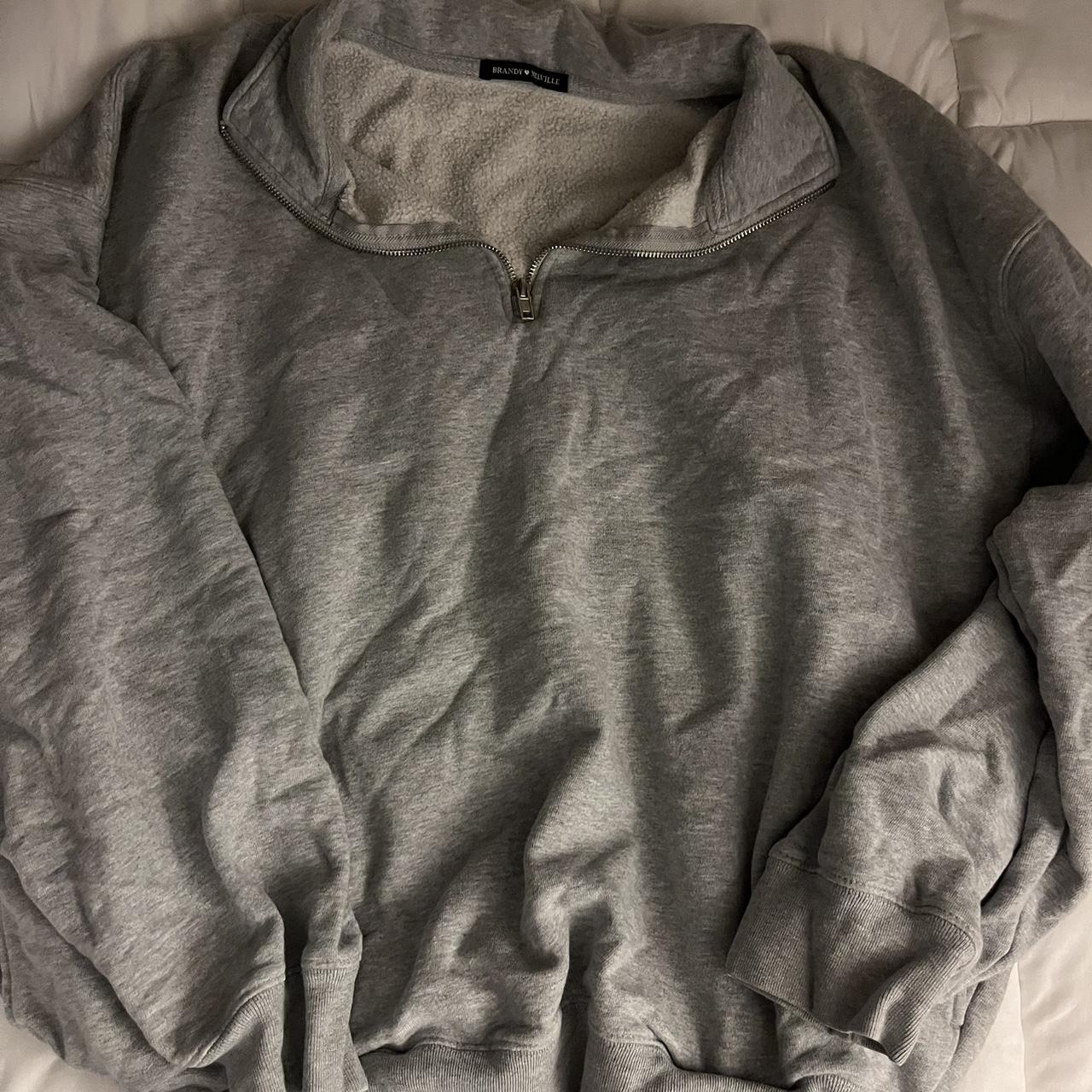 Brandy Melville sweatshirt A collar quarter-zip +... - Depop