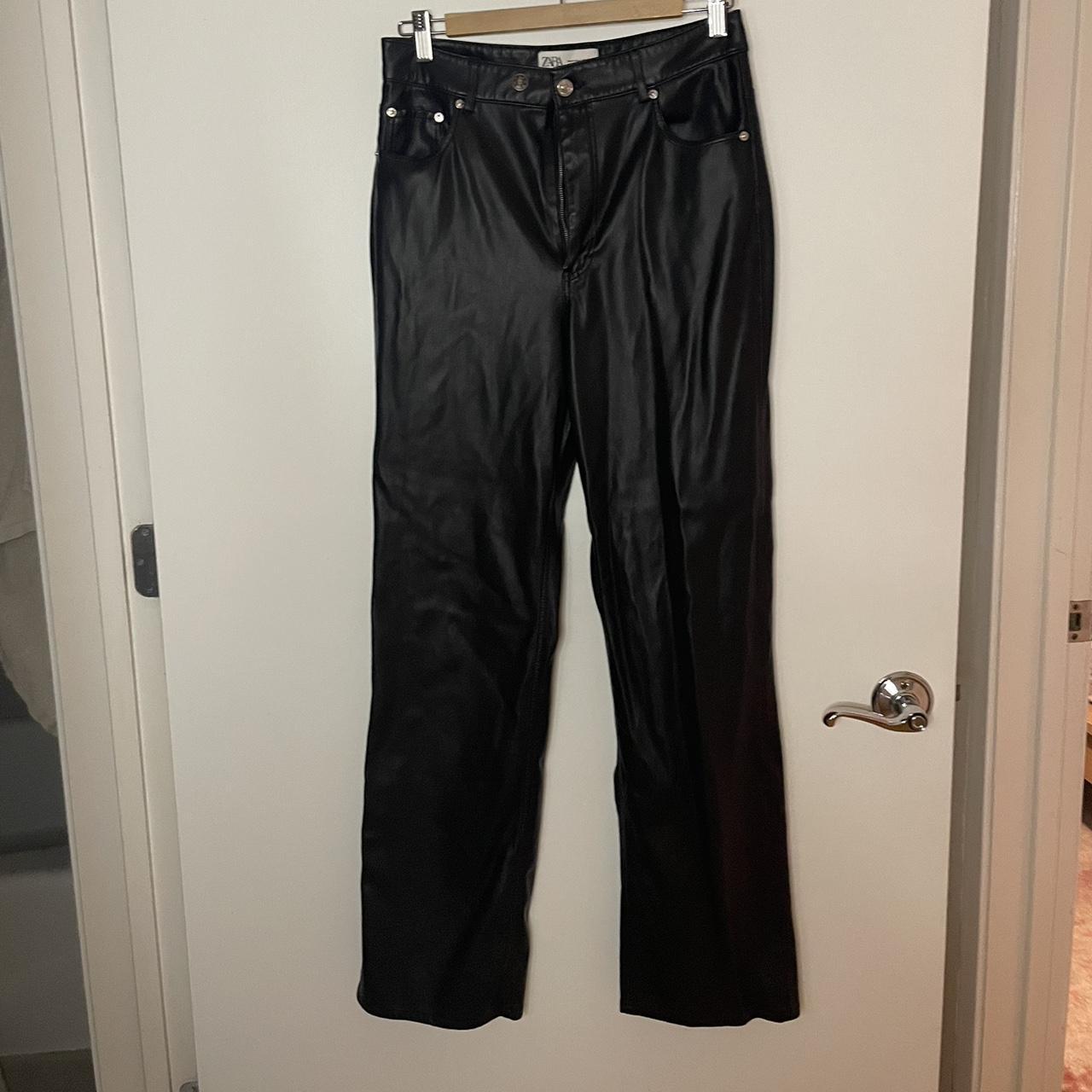 Zara leather pants! *adjustable button on the... - Depop