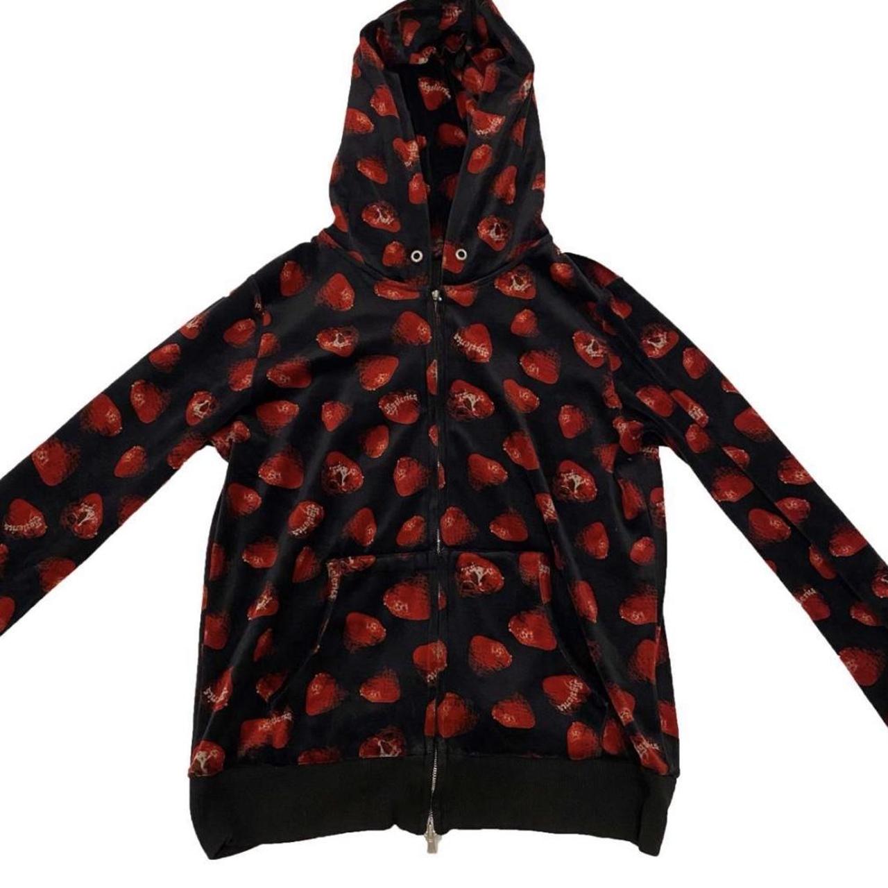HYSTERIC GLAMOUR velvet skull strawberry zipzup | Depop