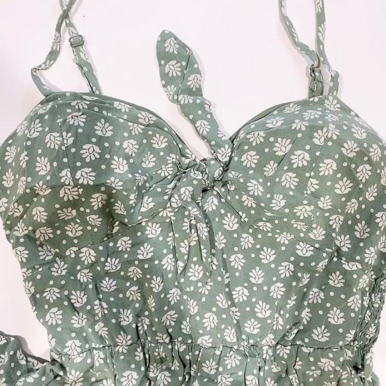 Cider, Sage green floral romper Size SM No... Depop