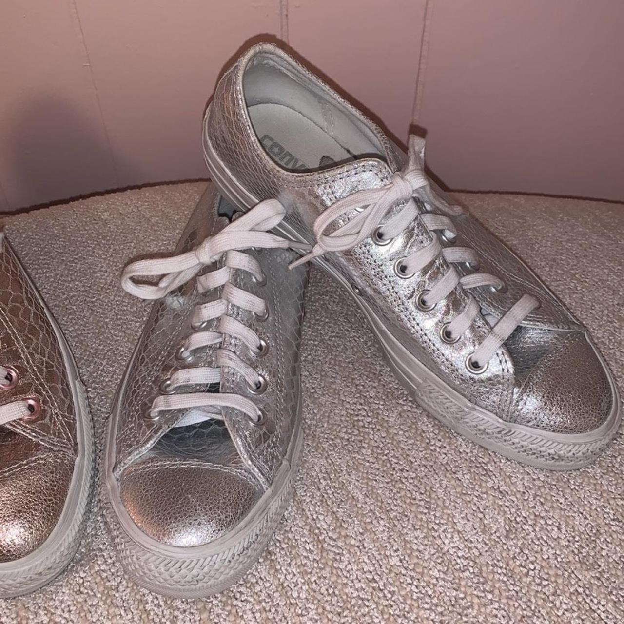 silver leather converse