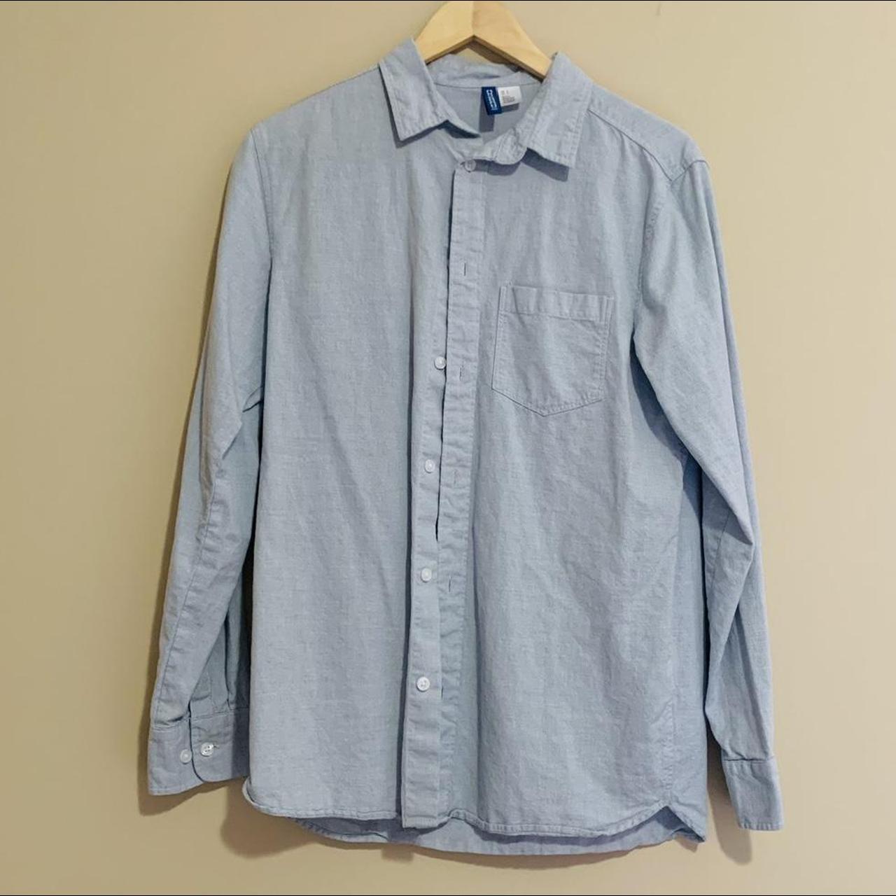 H&M Men's Blue and Grey Shirt | Depop