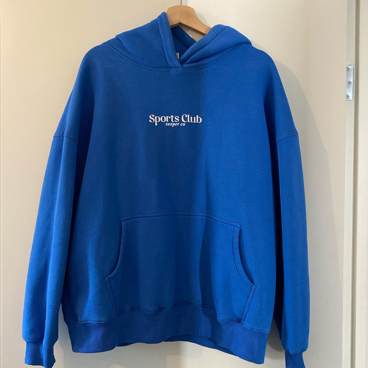 Vesper Women's Blue and Green Hoodie | Depop