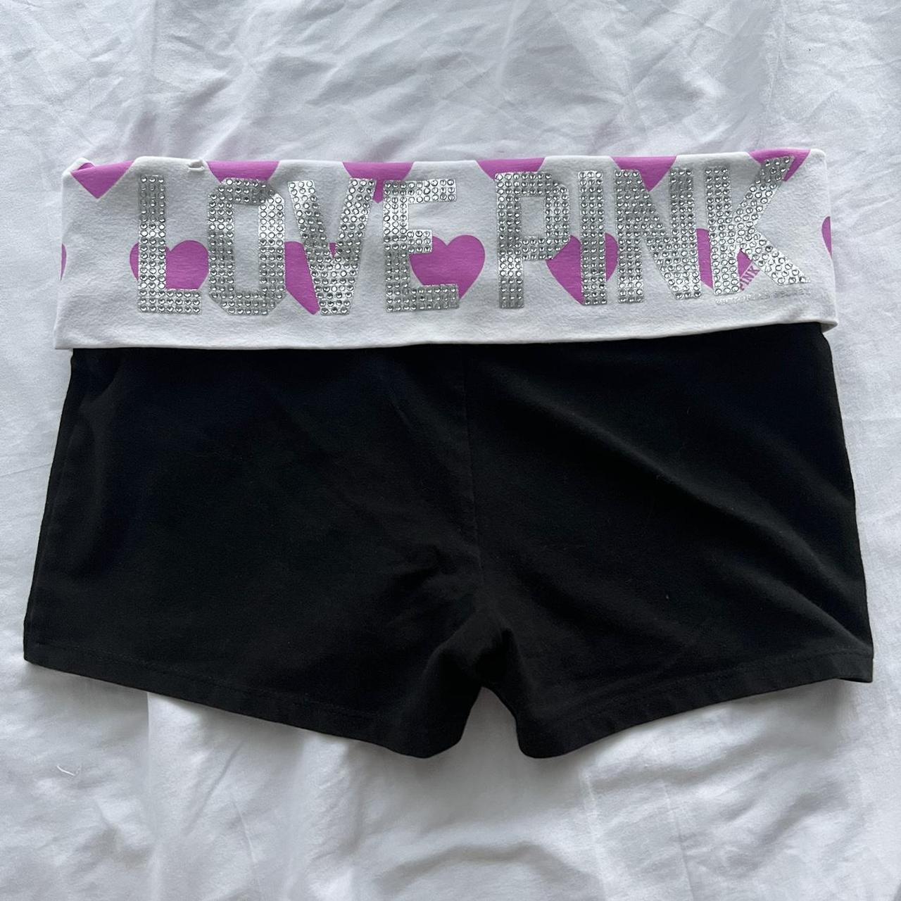 Y2K Victoria’s Secret PINK Hearts Yoga Shorts with... Depop