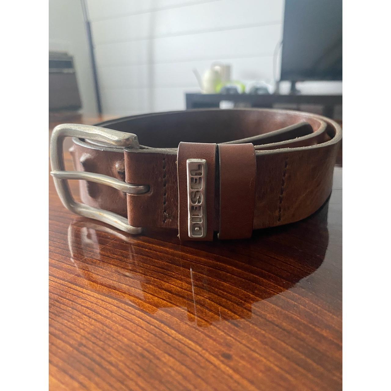 Mens Diesel Brown Leather Belt