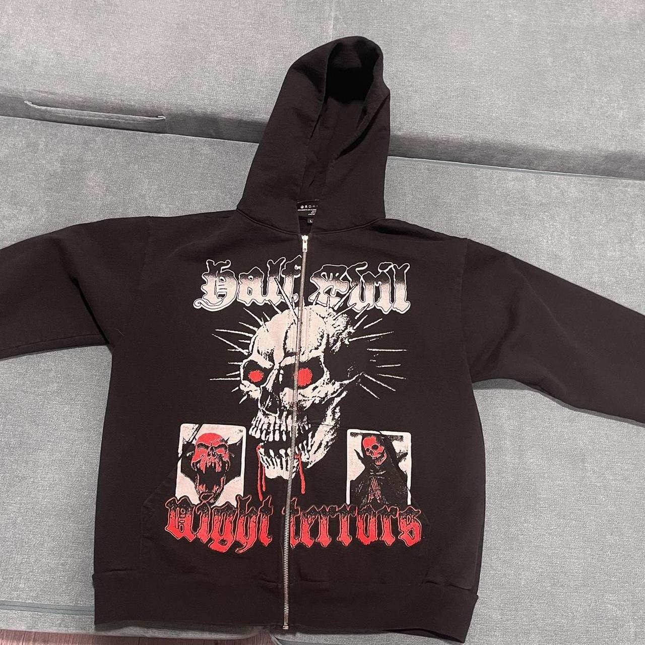 Half evil zip up not sure the exact name of this one... - Depop