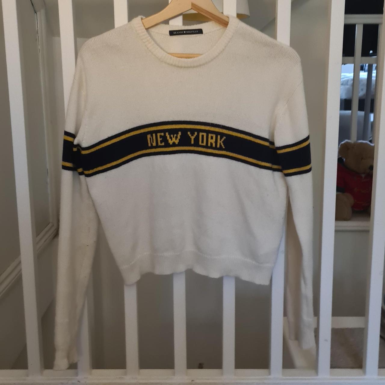 Brandy melville "New york" jumper cream navy and... Depop