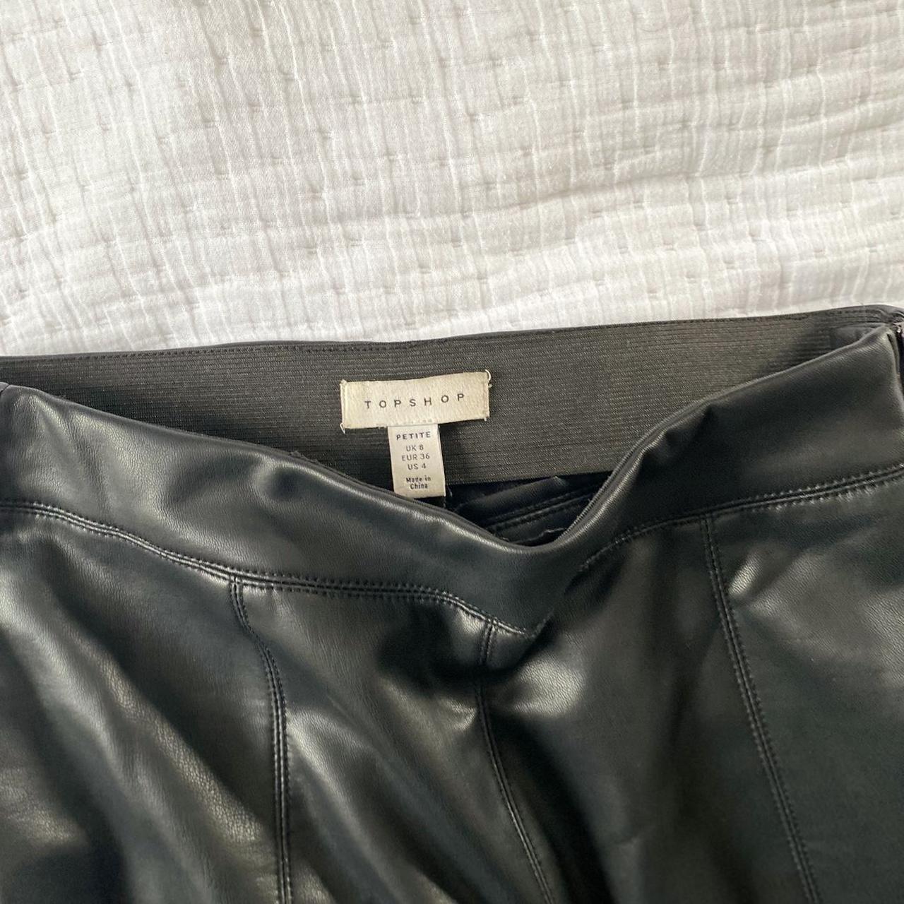 Topshop black leather leggings , Petite size 8