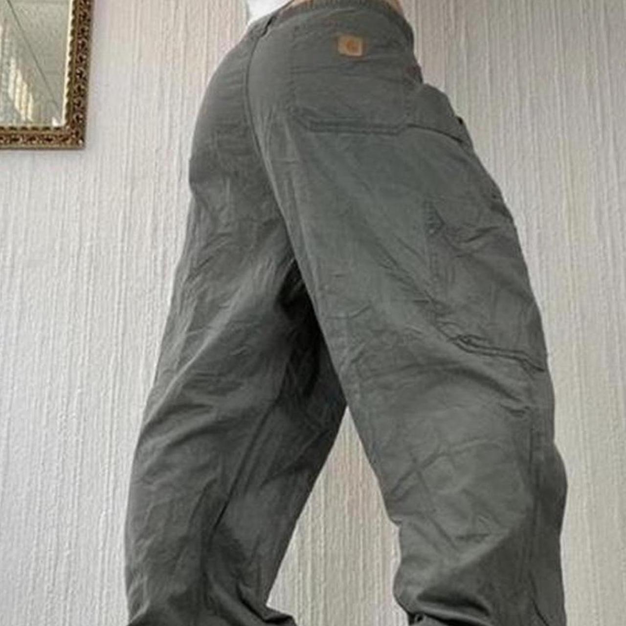 vintage baggy wide leg cargo carhartt khaki cargo... Depop