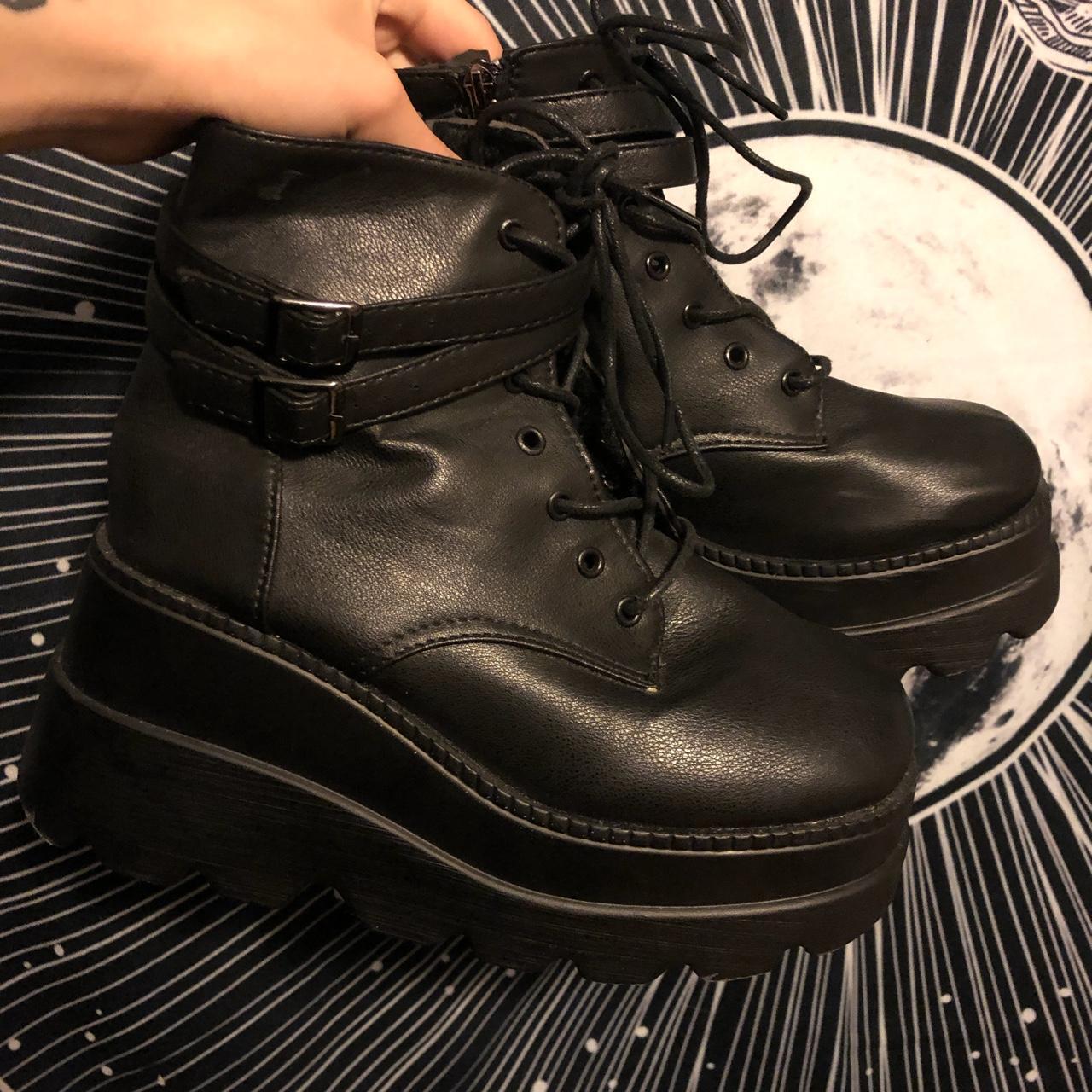 Black Zip Up Platform Shoes Size 9 Shipping:... - Depop