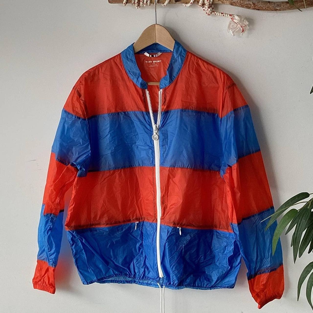 Tory Burch Women's Blue and Red Jacket | Depop