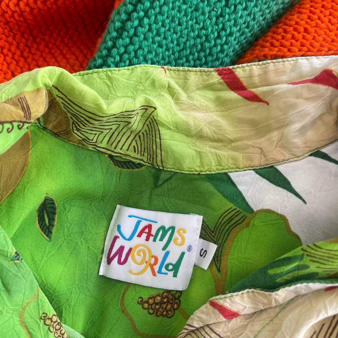 Jams World Women's Green and Cream Blouse Depop