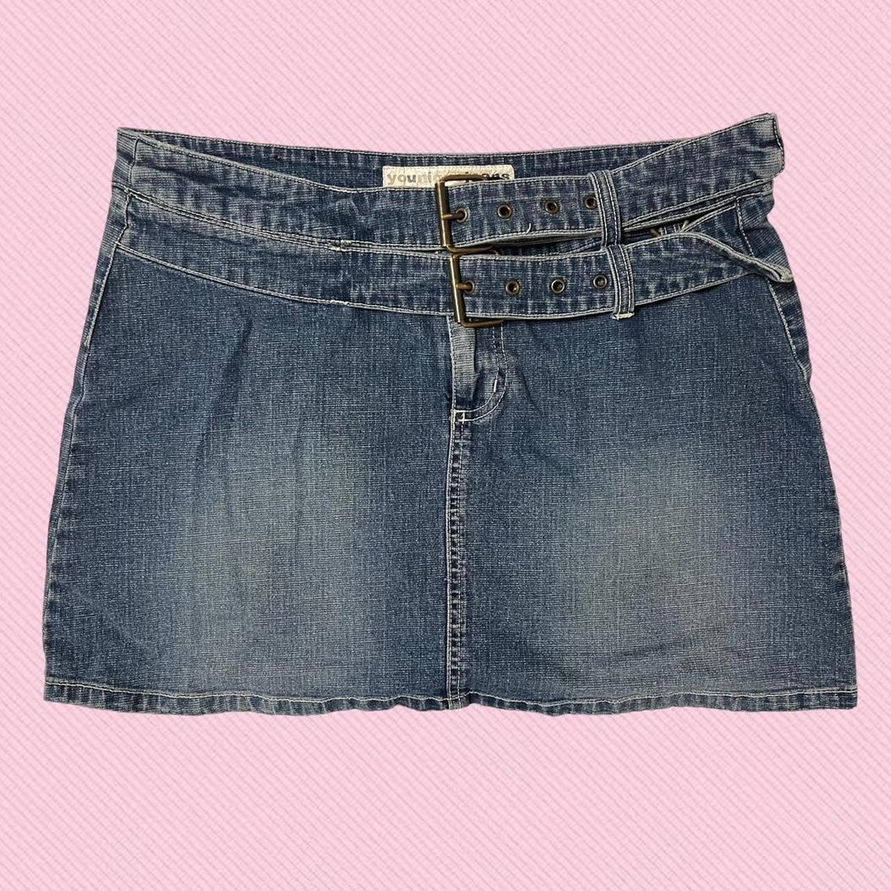 y2k skirt vintage 2000s mini denim skirt by... - Depop