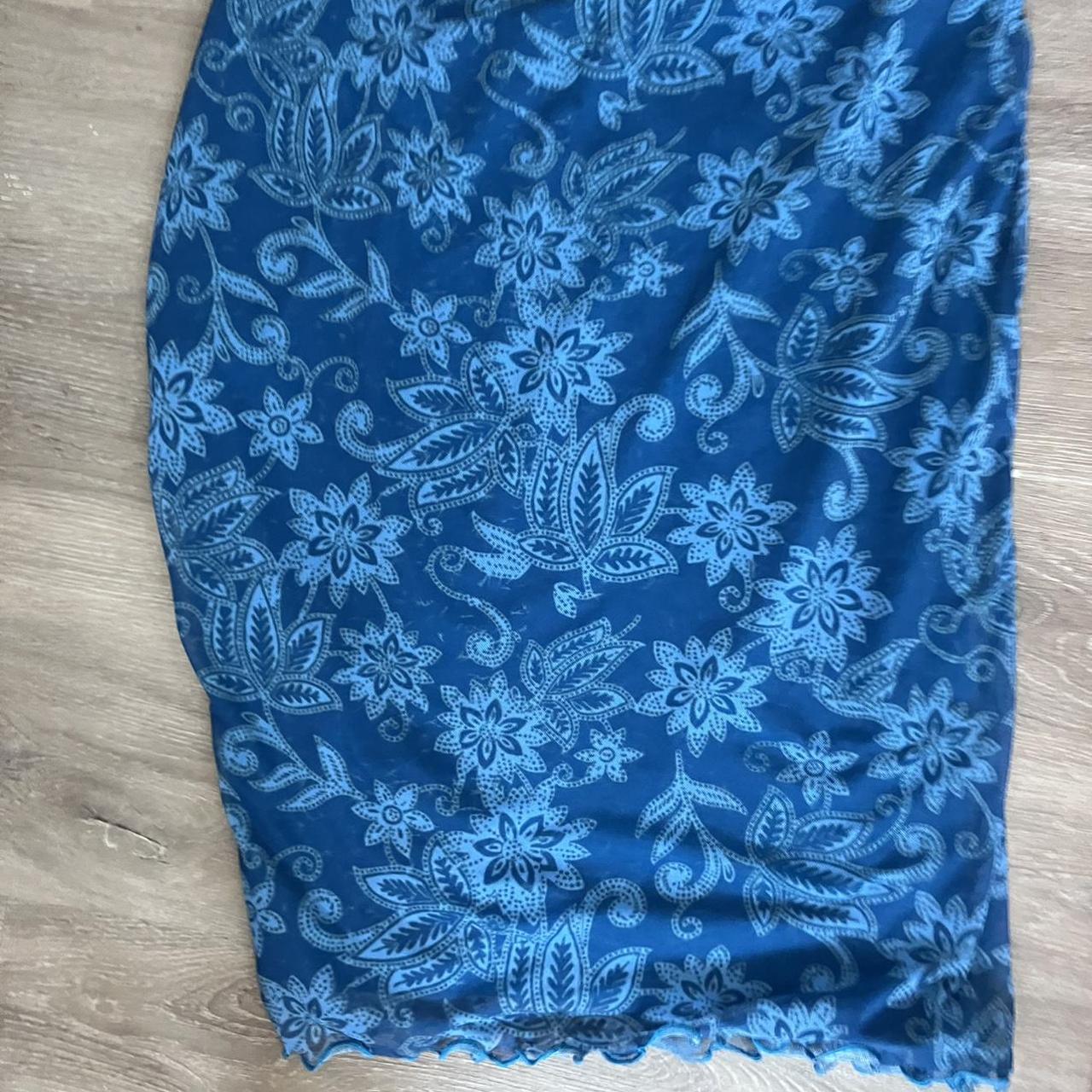 urban outfitters blue floral midi skirt in size... - Depop