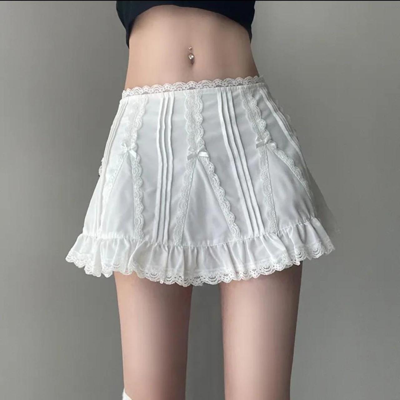 White lace mini skirt with ribbon 🎀 (Alow 2 weeks... - Depop