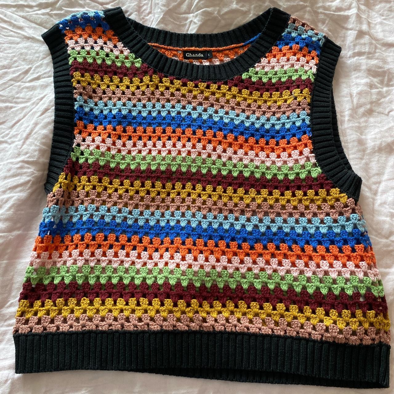 Ghanda crochet sweater vest. Size L. Worn... Depop
