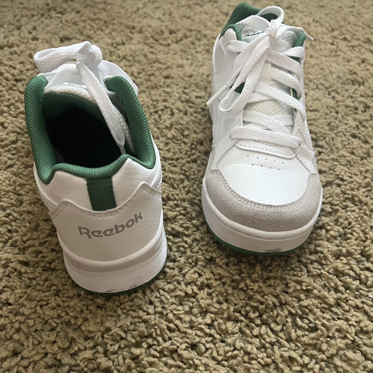 Reebok white and green shoes. Super cute barely... - Depop