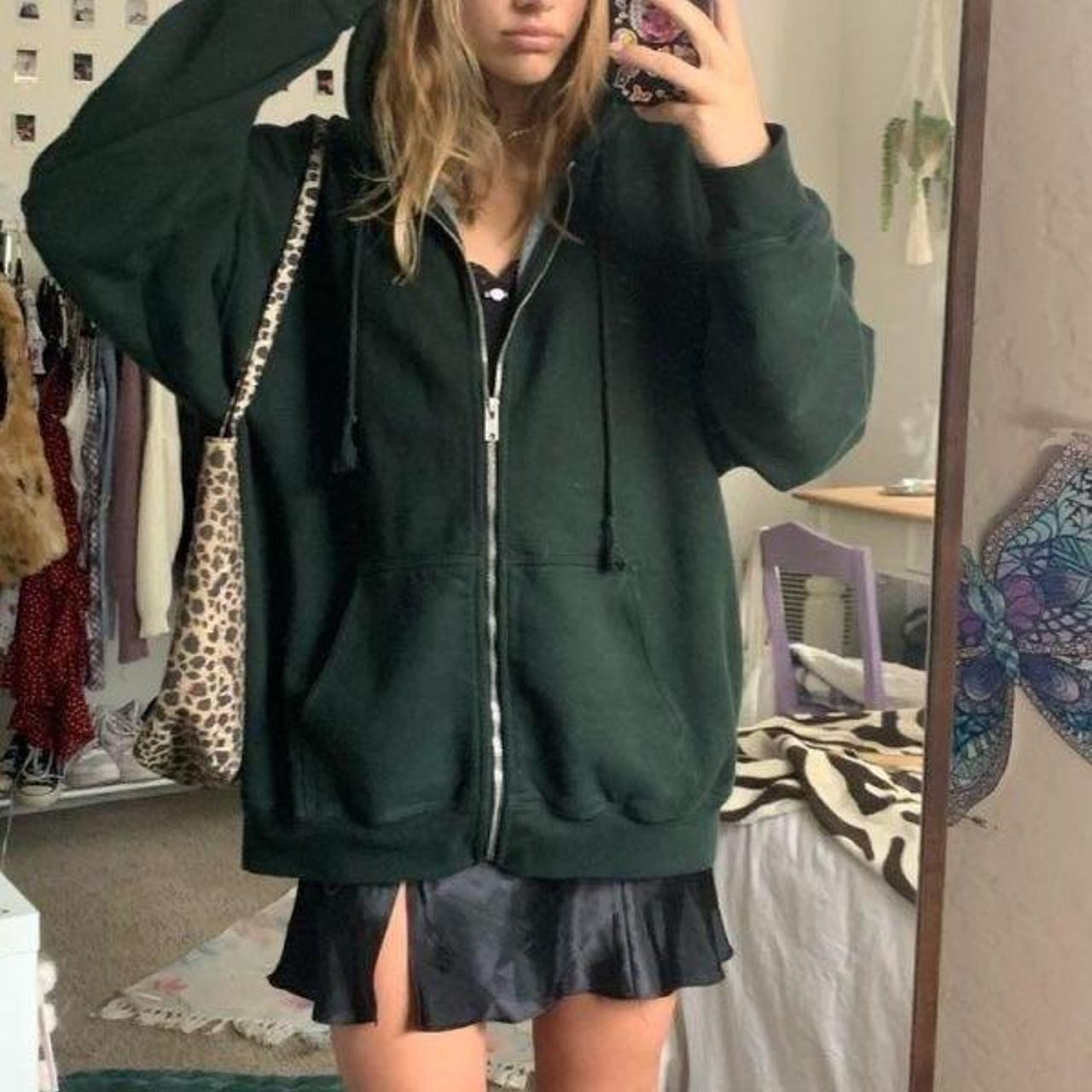 Brandy Melville Dark Green Christy Hoodie Looking To - Depop