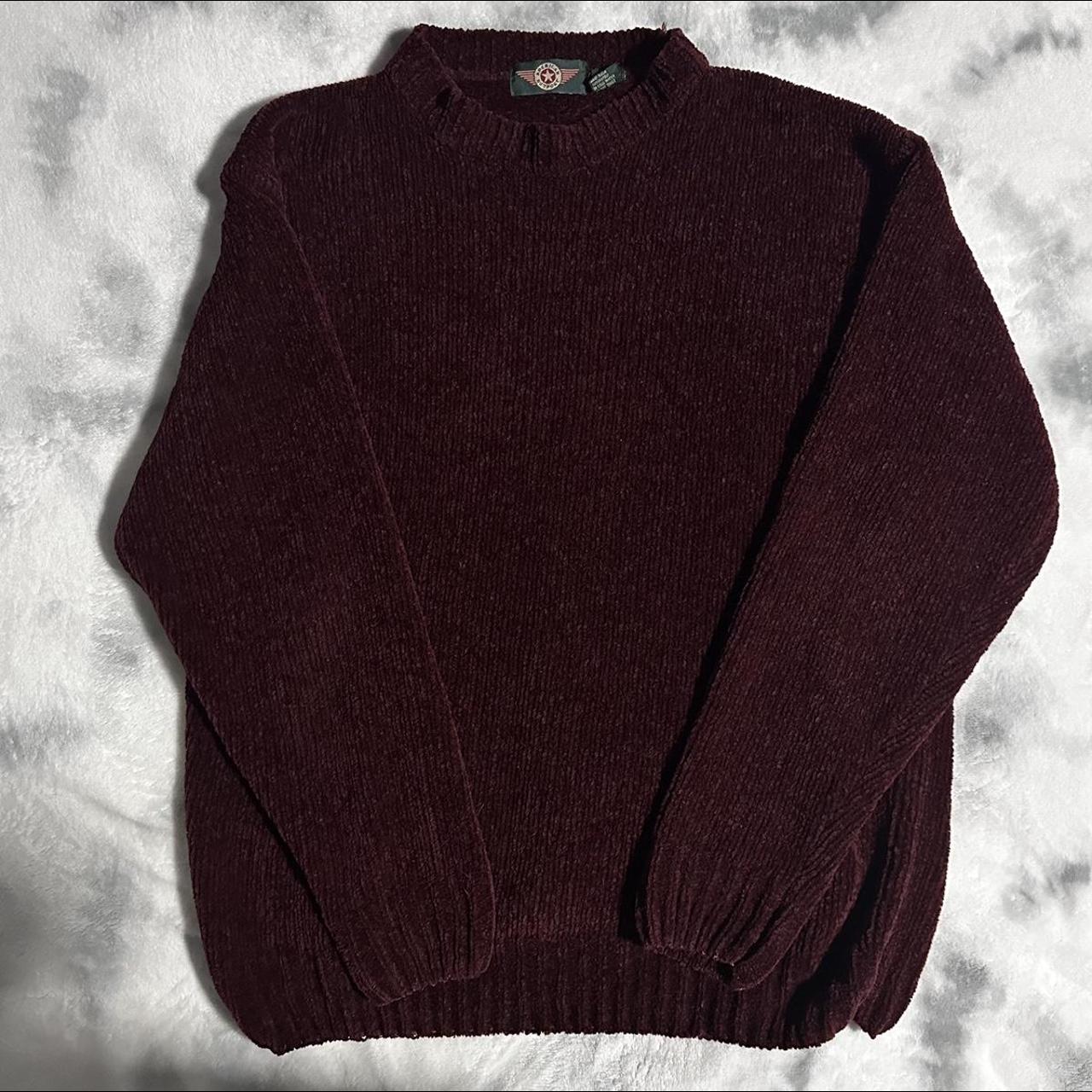 dark burgundy fluffy sweater. perfect for those cold... - Depop